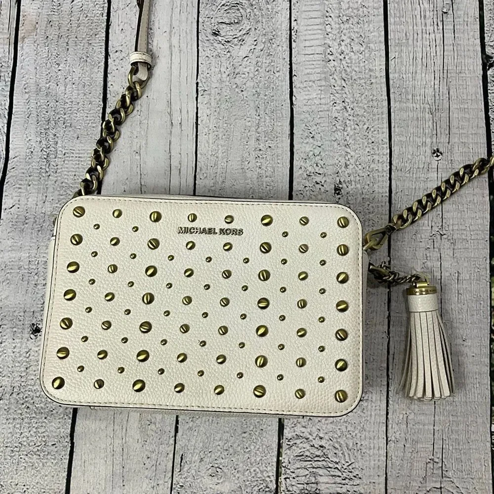 Michael Kors White Studded Crossbody Bag